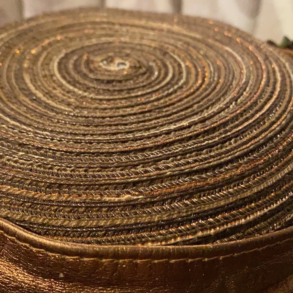 Bronze Metallic Straw Brim Hat
